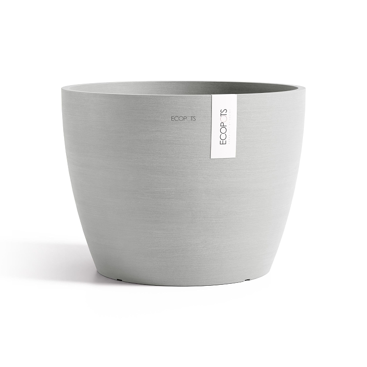 Πλαστική Γλάστρα Ecopots Stockholm Large White Grey