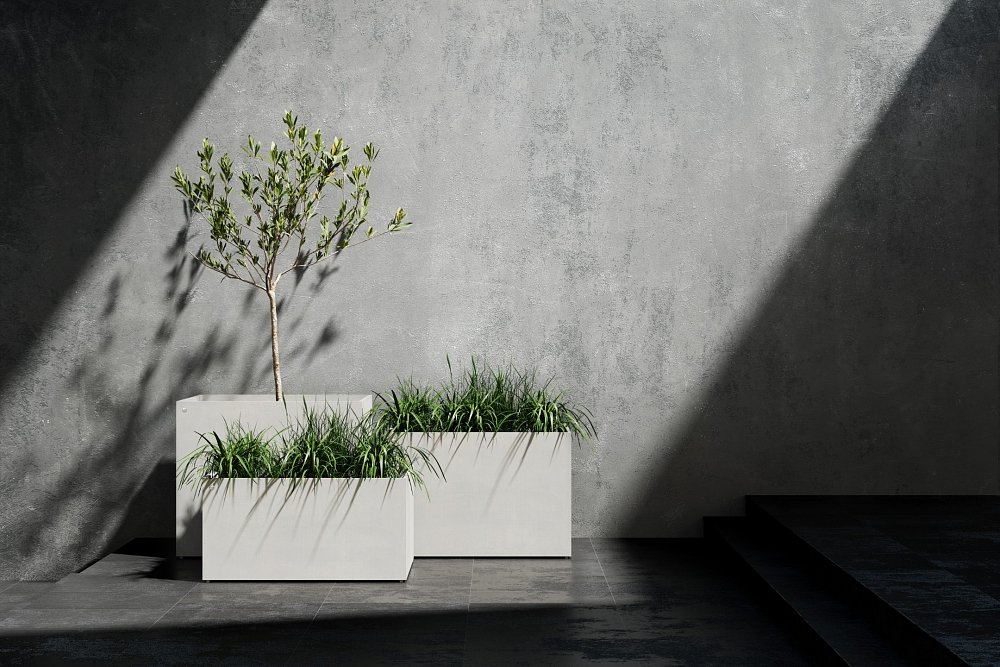 Χειροποίητη Πολυεστερική Γλάστρα Cosapots Semplo Grand White Stone
