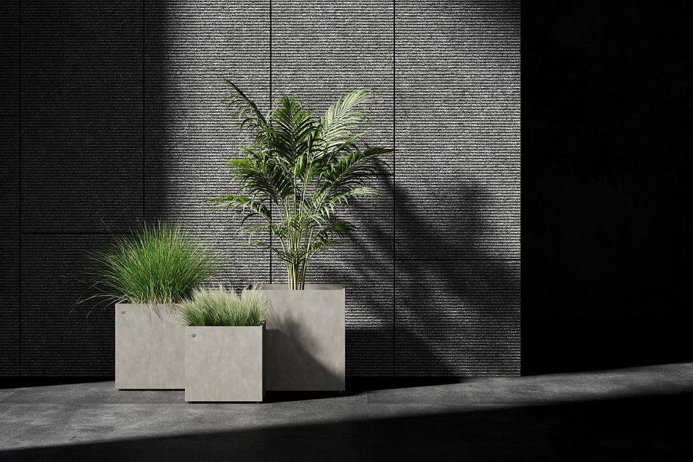 Χειροποίητη Πολυεστερική Γλάστρα Cosapots Reglito Cube Taupe Stone