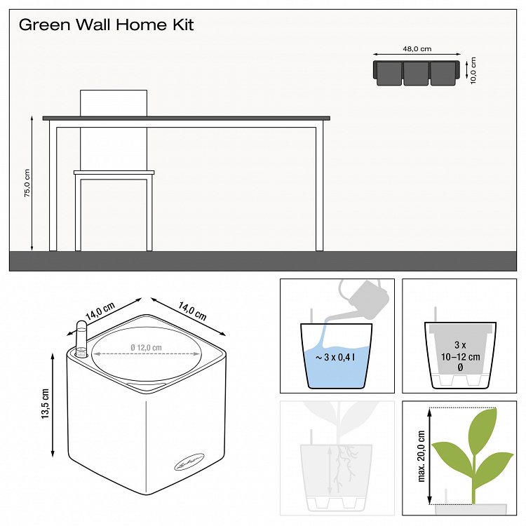 Αυτοποτιζόμενη Μαγνητική Ζαρντινιέρα Lechuza Green Wall Home Kit Glossy